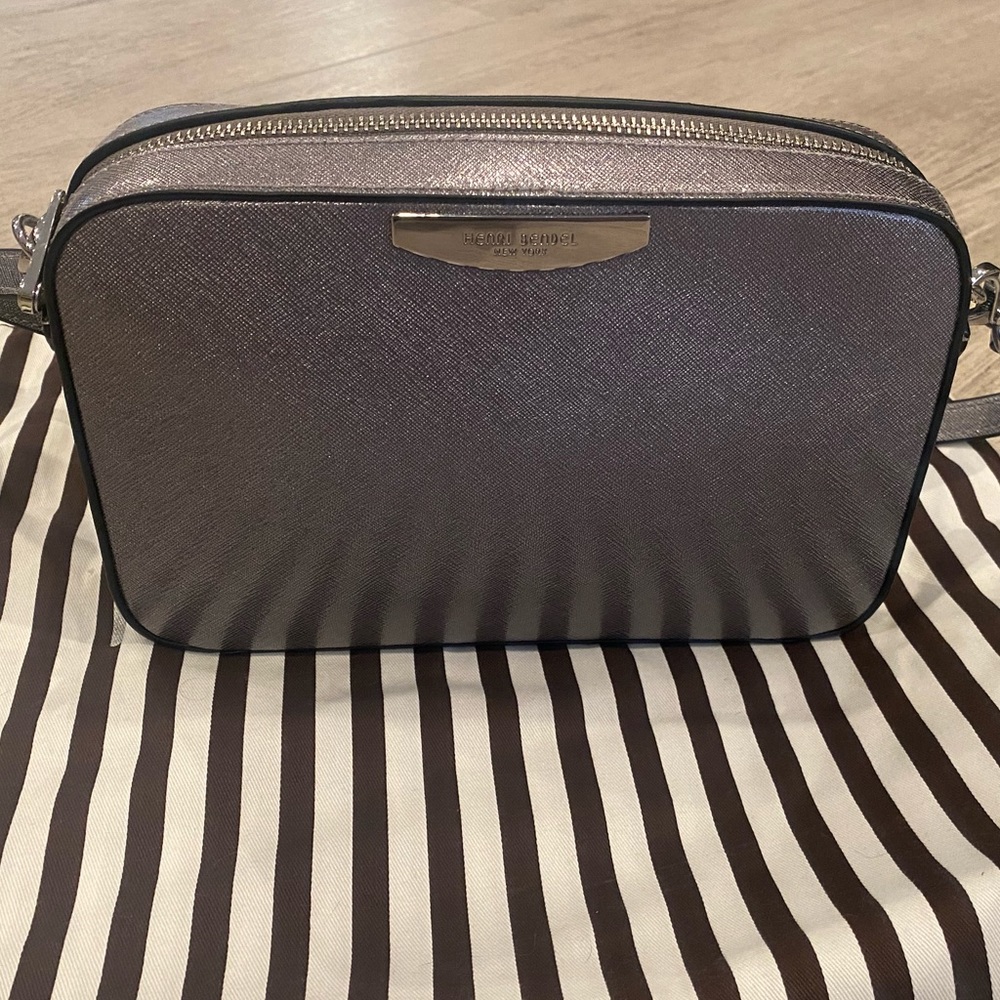 NWOT Henri Bendel Metallic Gray West 57th Crossbody.